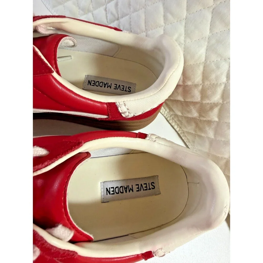 Womens Sneakers Steve Madden  Red  Suede Leather Upper / Platform Sole, Size 9M